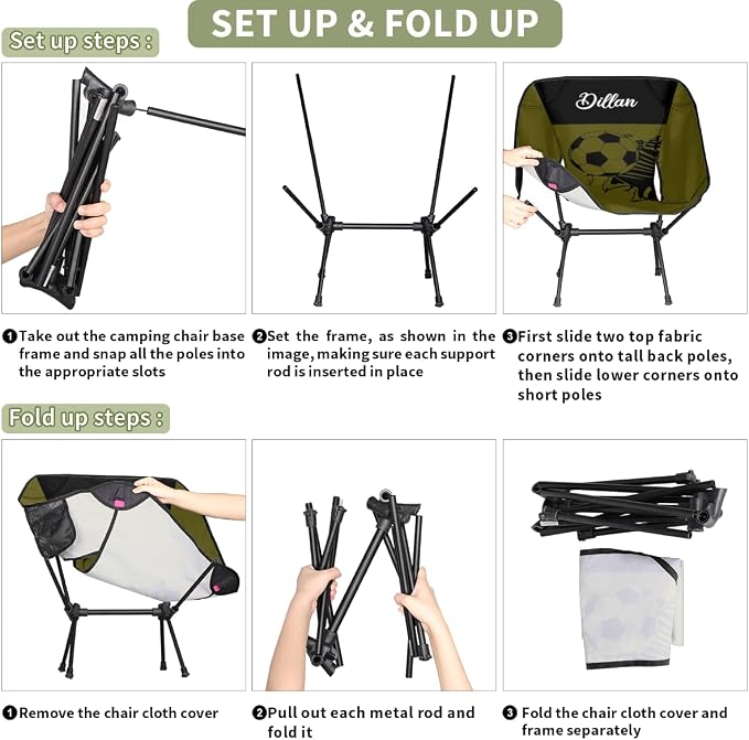 Custom Camping Chair With Name, Personalized Portable Backpacking Chair Lightweight Folding Chair fo