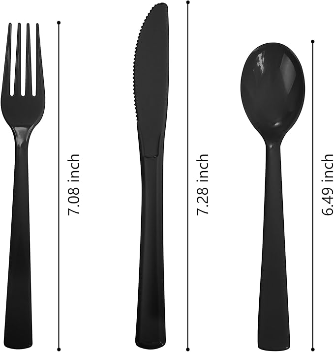 360pcs Black Plastic Silverware