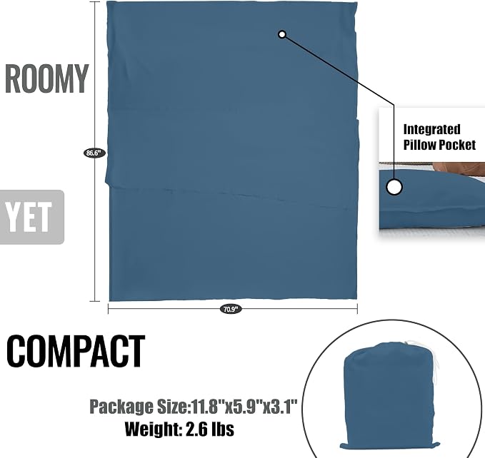 Double (Fits 2 People) - Blue with Zipper