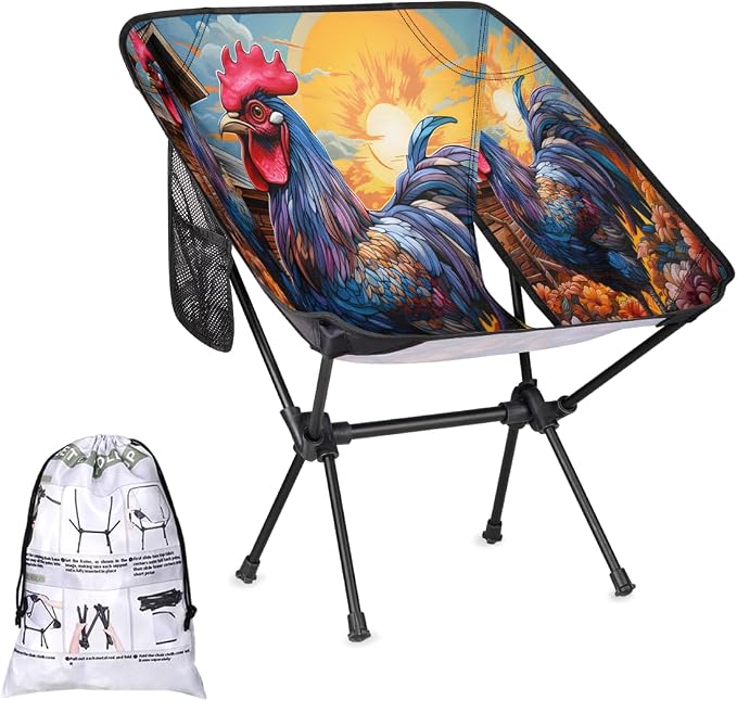 Watercolor Rooster and Floral Pattern