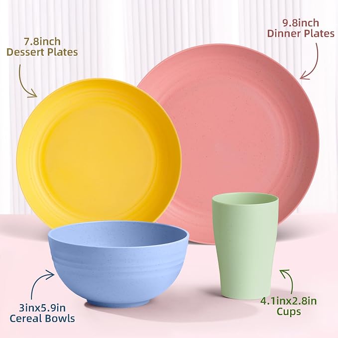 Pinnk, yellow, light green, blue