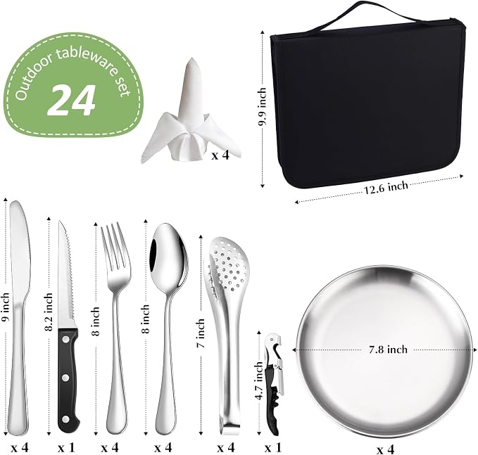 Camping Silverware Set-24set