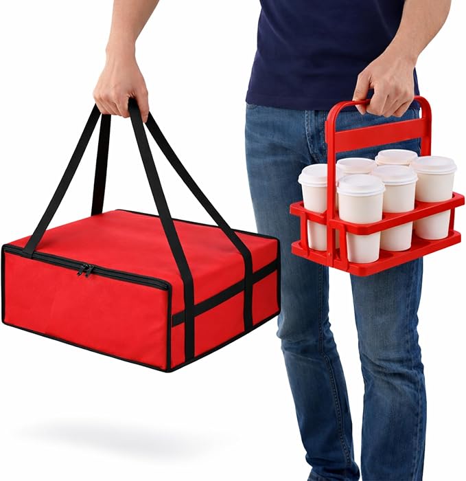 Red Bag with Drink Carrier