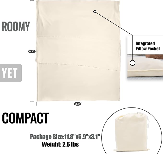 Double (Fits 2 People) - White with Zipper