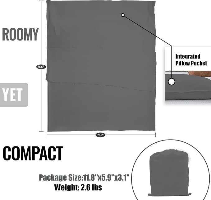 Double (Fits 2 People) - Gray with Zipper