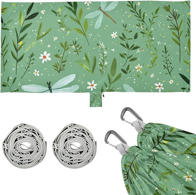 Pastoral Green Dragonflies Flowers Leaves