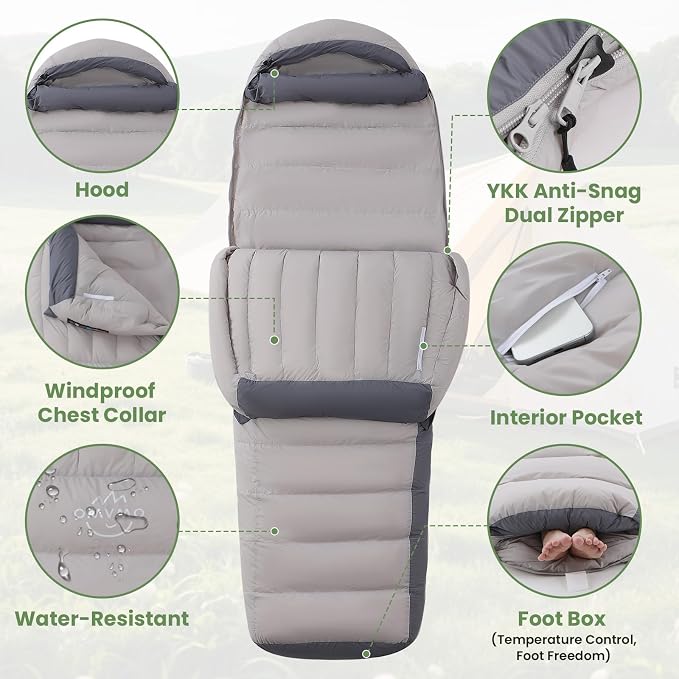 Mummy Gray/0℉/Right Zipper/Duck Down