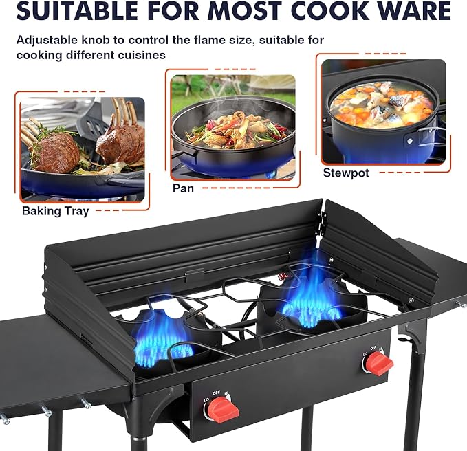 2 Burner & Side Shelves & Windshield