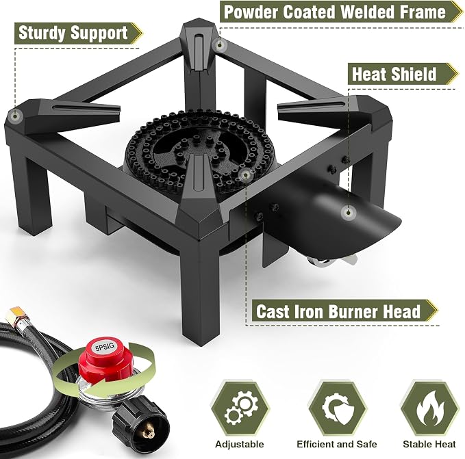 10'' single burner-Upgraded Heat Shield