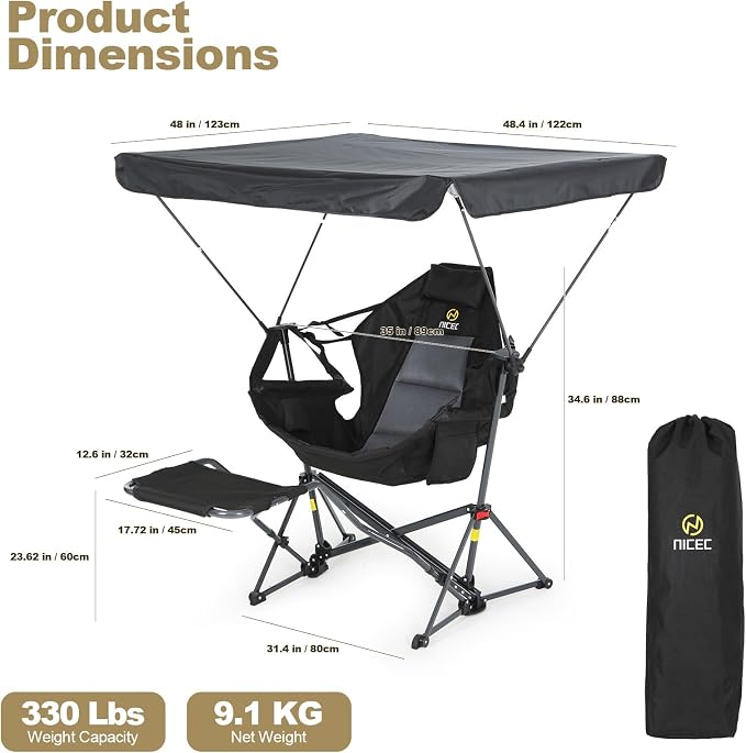 Black With Footrest & Canopy 1 Pack