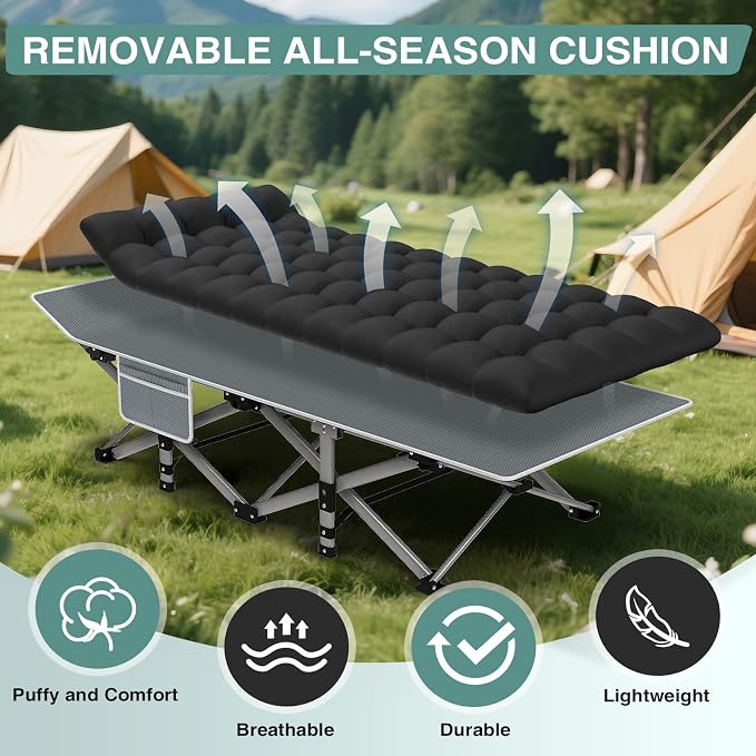 Gray Cot + Black Mattress
