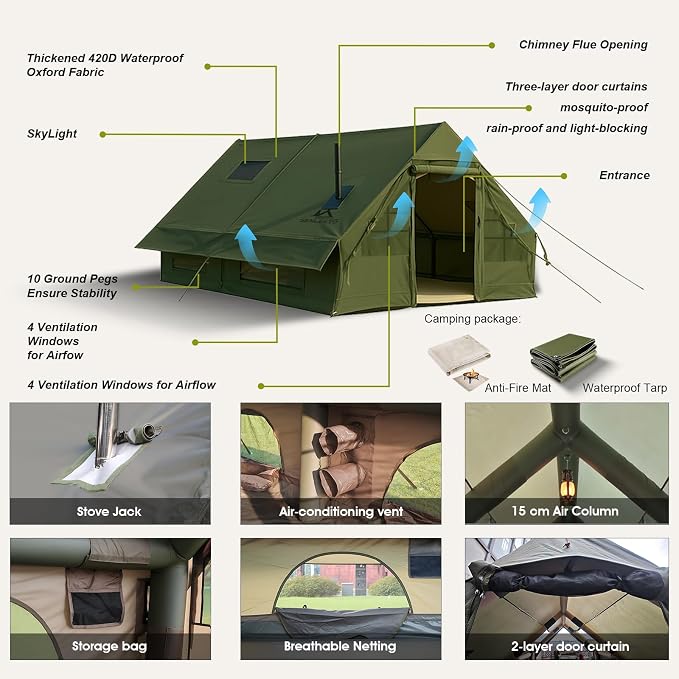 Green- with Waterproof Pad & Fireproof Mat