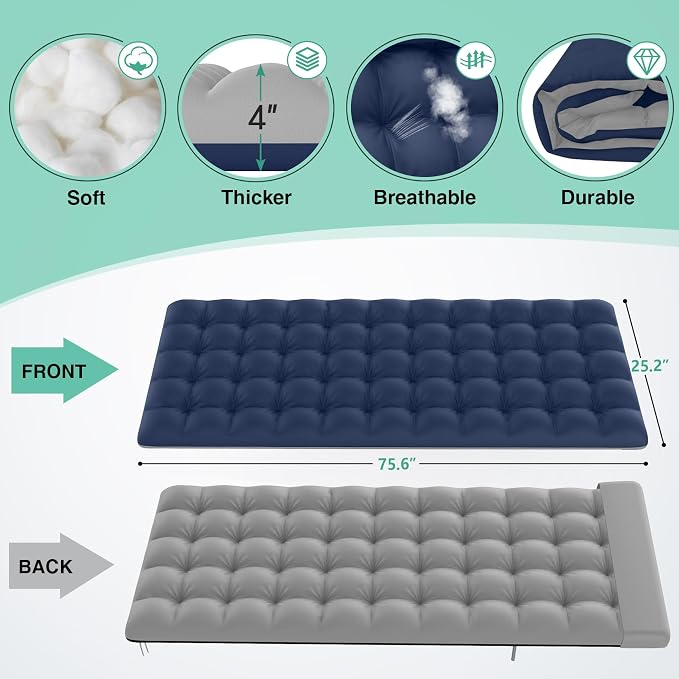 Striped Cot & Grey Blue Mat