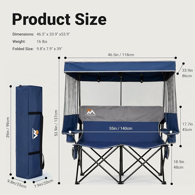 Loveseat With Adjustable Canopy Shade