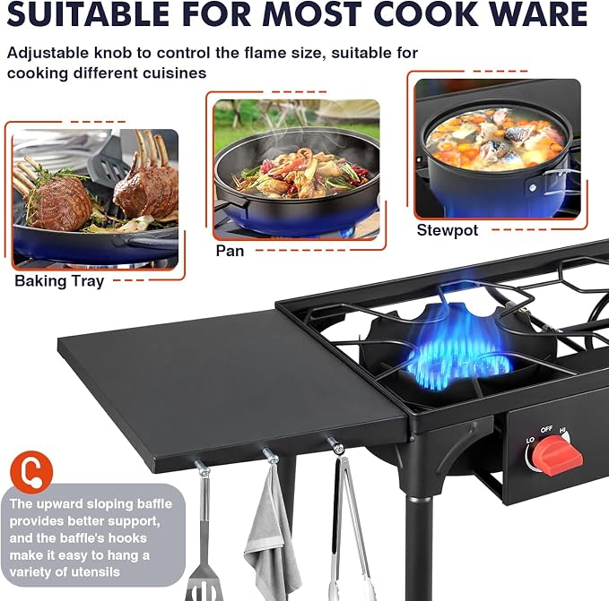 2 Burner & Side Shelves