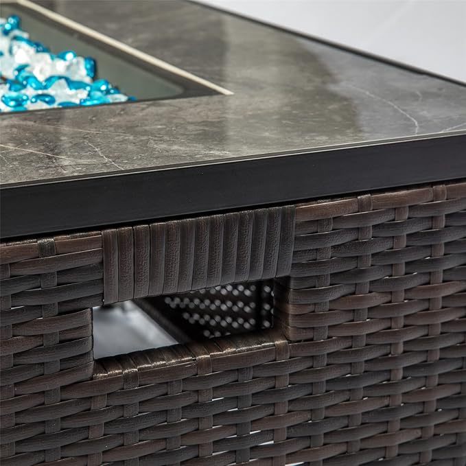 32x20in Brown Rectangle Fire Table