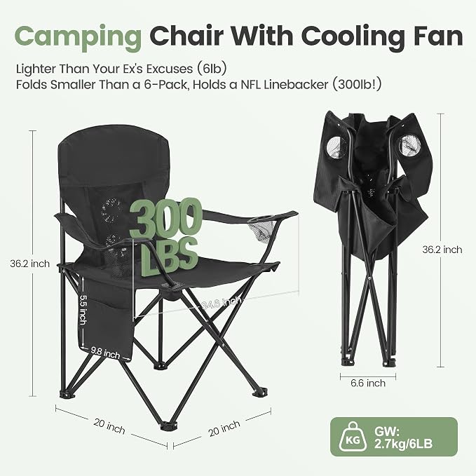 Fan Camping Chairs-2pcs Black