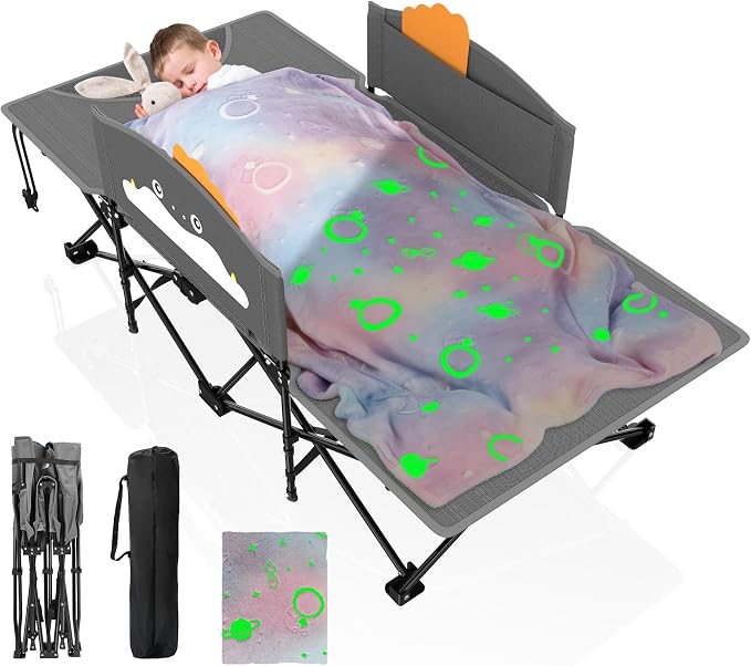 Gray Cot & Pink Blanket