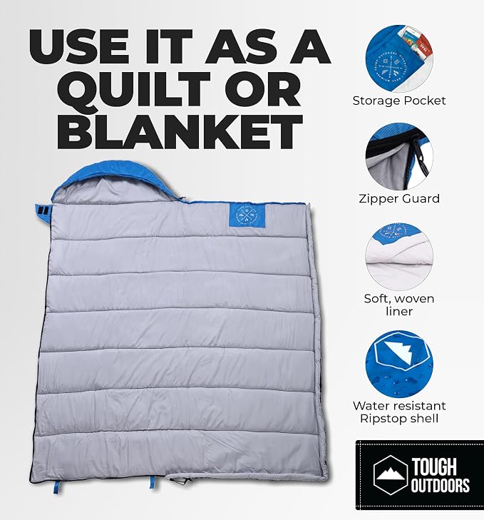 Adult Sleeping Bag - 40-60F Temperature Rating
