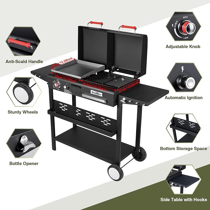 grill with flat top grill - double lid