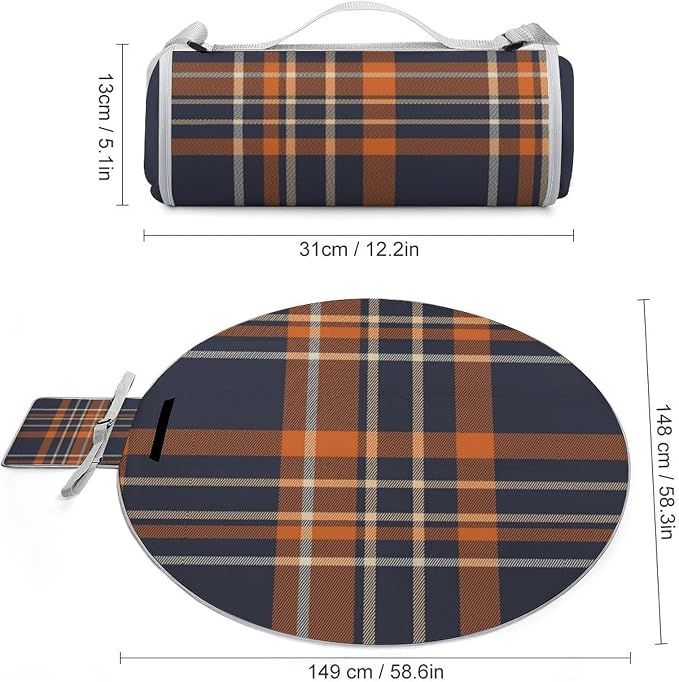 Navy Blue and Orange Plaid