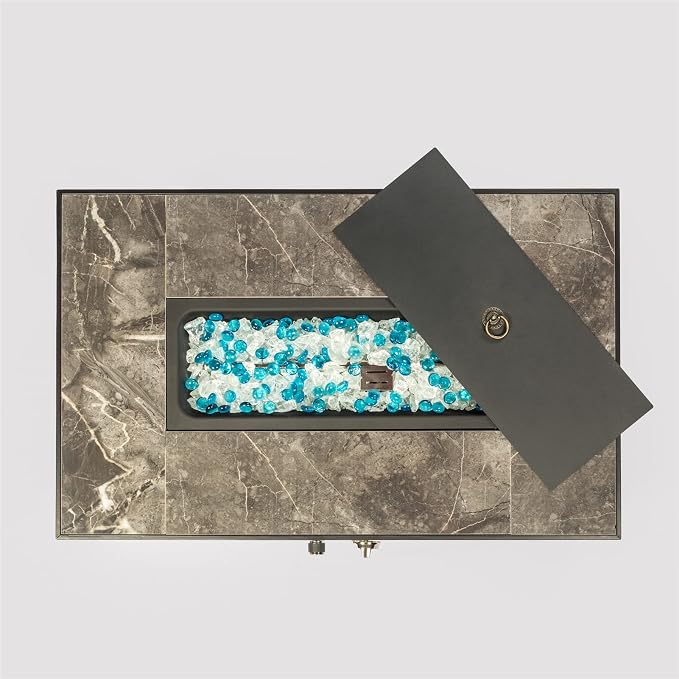 32x20in Brown Rectangle Fire Table
