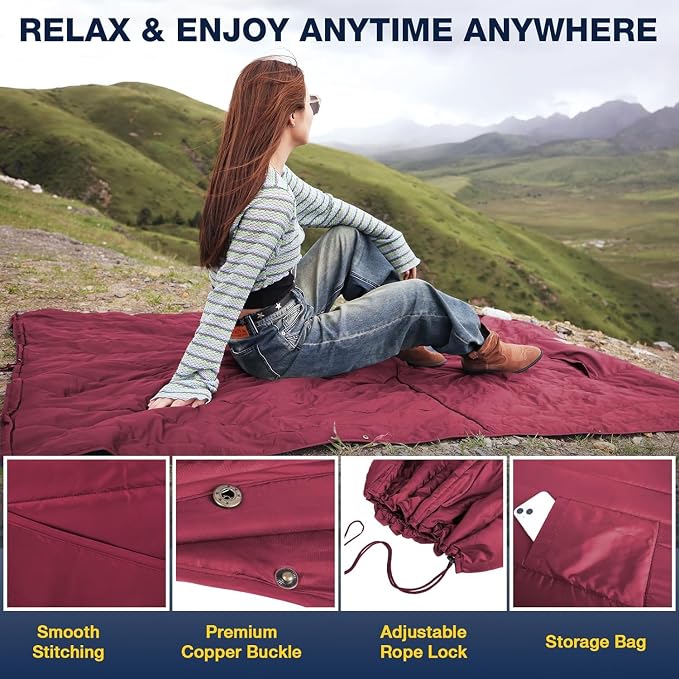 Wine Red - Wearable Camping Blanket