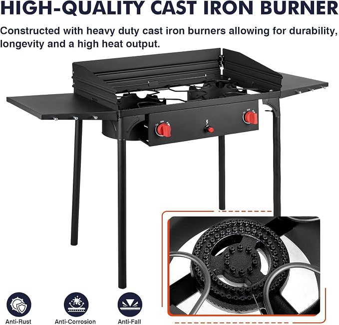2 Burner & Side Shelves & Windshield