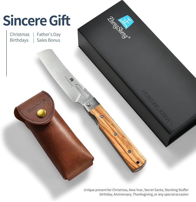 #3 Natural Olive Handle - Leather Pouch