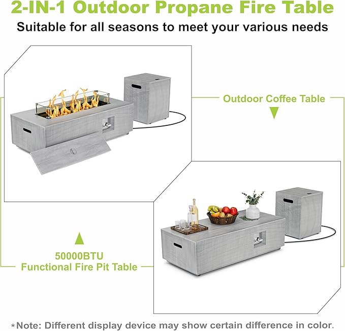 Light Gray - 42'' Rectangular w Warm LED