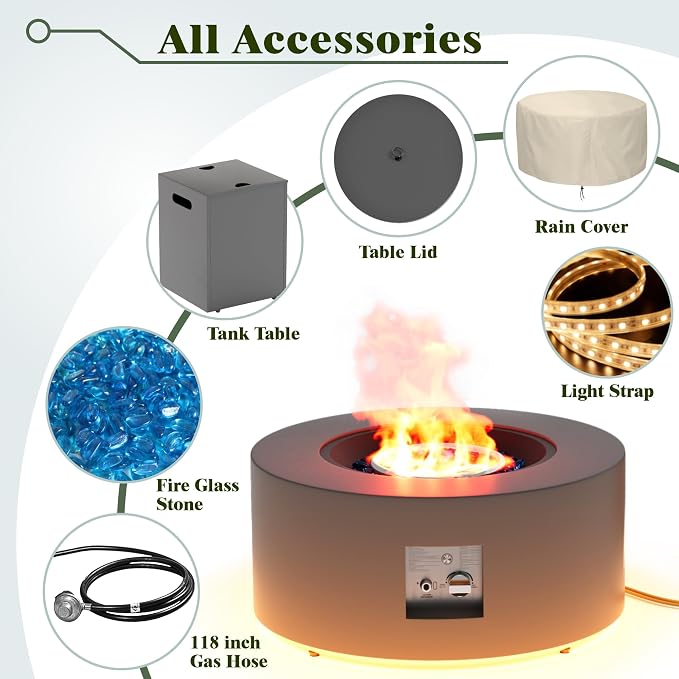 30'' Round Dark Gray w Warm LED