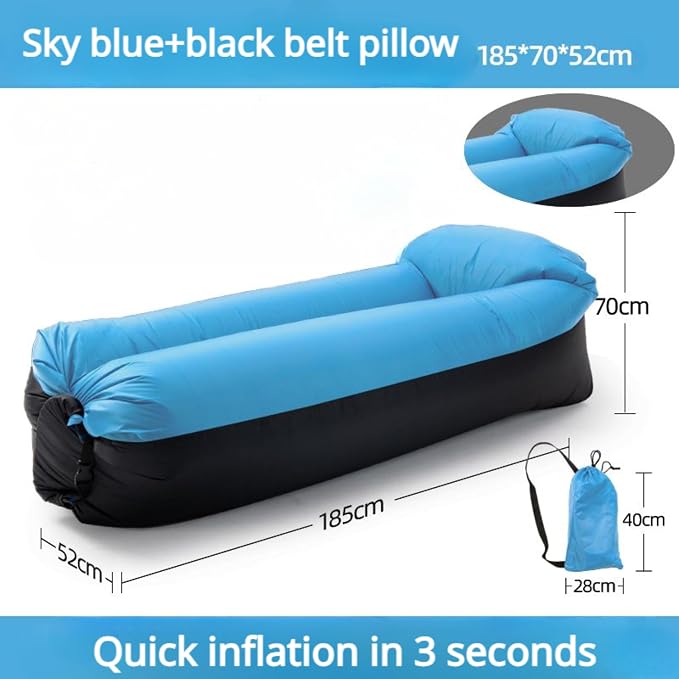 Sky Blue+black With Pillow