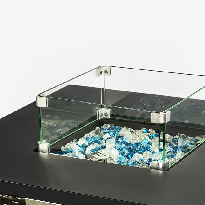 Square Glass Wind Guard for 32in Table