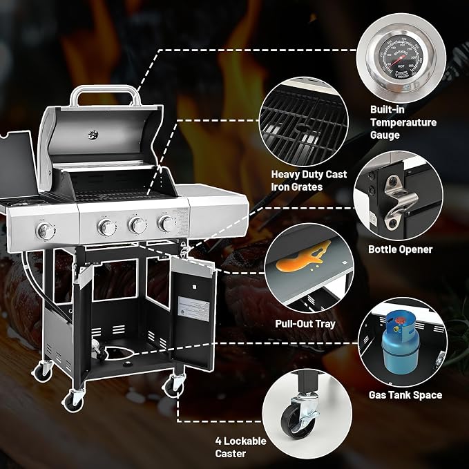 3+1 burner with cover