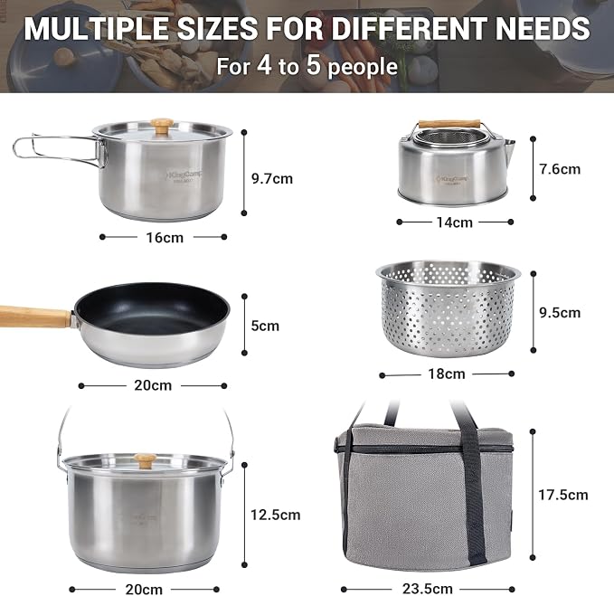 SILVER-4-6 PERSON COOKWARE SET+KETTLE
