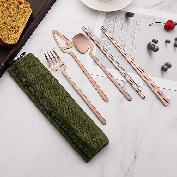 Rose gold - Green pouch