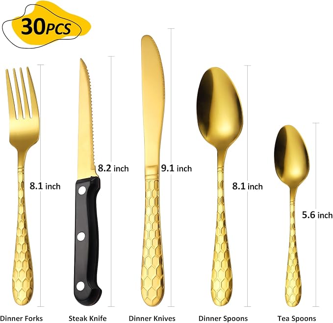 12SLF-30pc/Steak Knives-Gold