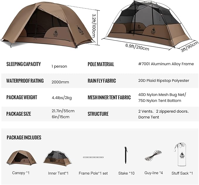 2.0 Version - 1-2 Person - Coyote Brown