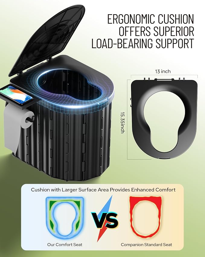 Black Toilet and Green Tent