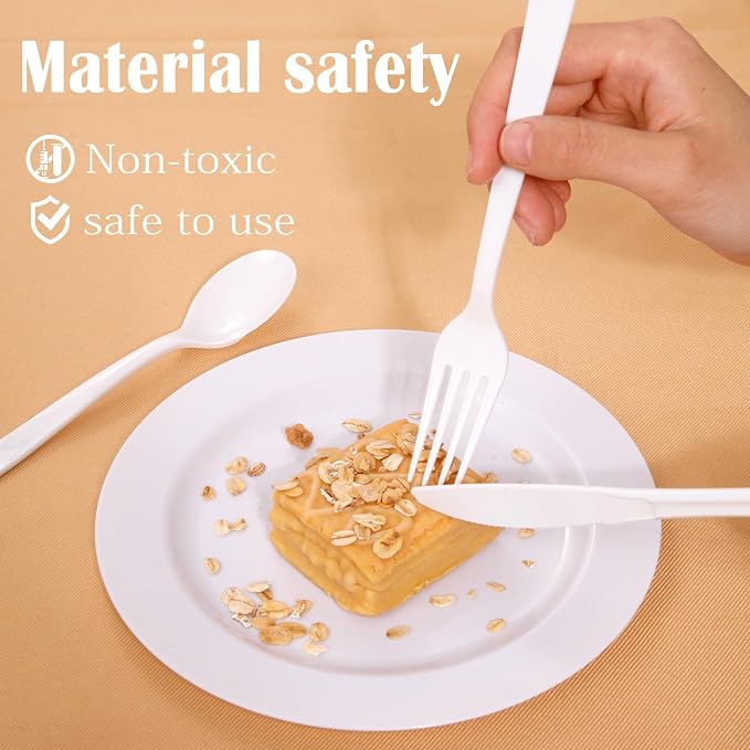 360pcs White Plastic Silverware