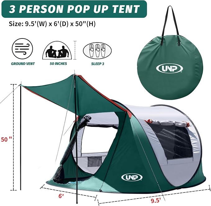 3 Person Green with Vestibule