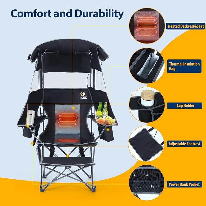2-pack Heated Chair Black&grey