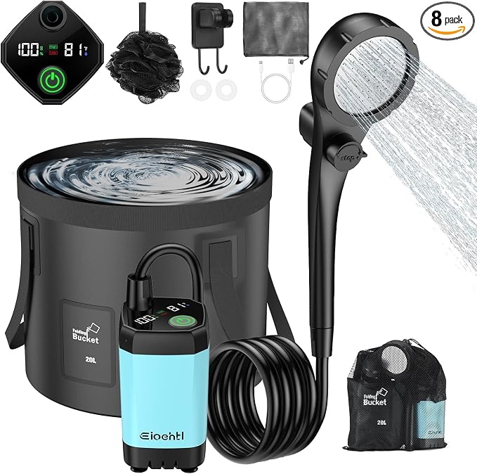 Portable Shower With Collapsible Bucket