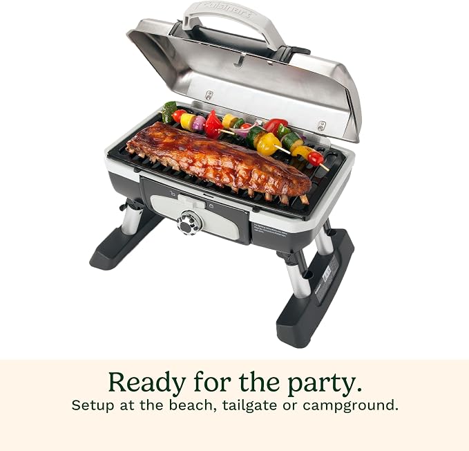 Petit Gourmet Tabletop Gas Grill, Stainless Steel