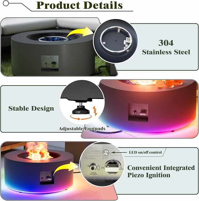 30'' Round Dark Gray w RGB LED