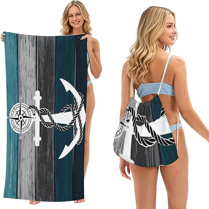 Nautical Anchor With Rope and Compass