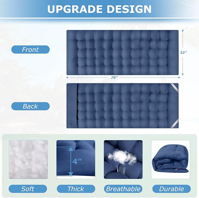 32inch Blue Cot & Blue Pad