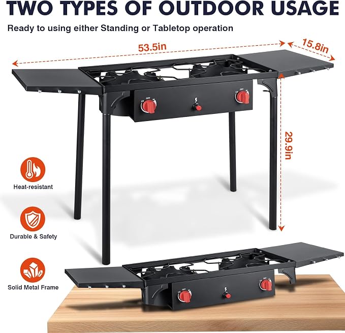 2 Burner & Side Shelves