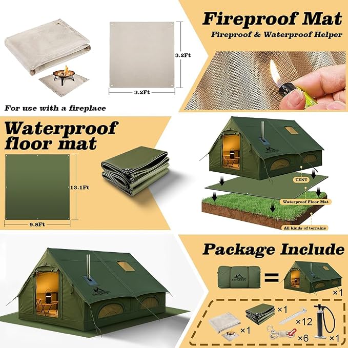 Green- with Waterproof Pad & Fireproof Mat