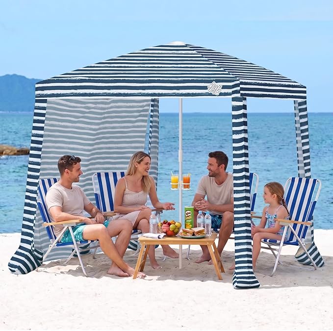 6.5' x 6.5' Sailor Stripes Dual-Fold